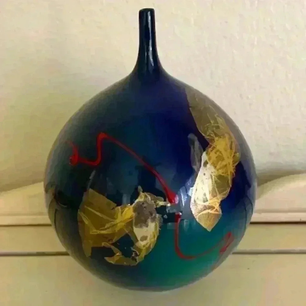 vintage signed peter collis hand made studio pottery vase new zealand